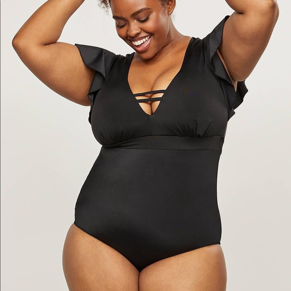 Lane Bryant 24 NWT Flutter Sleeve Swim Suit